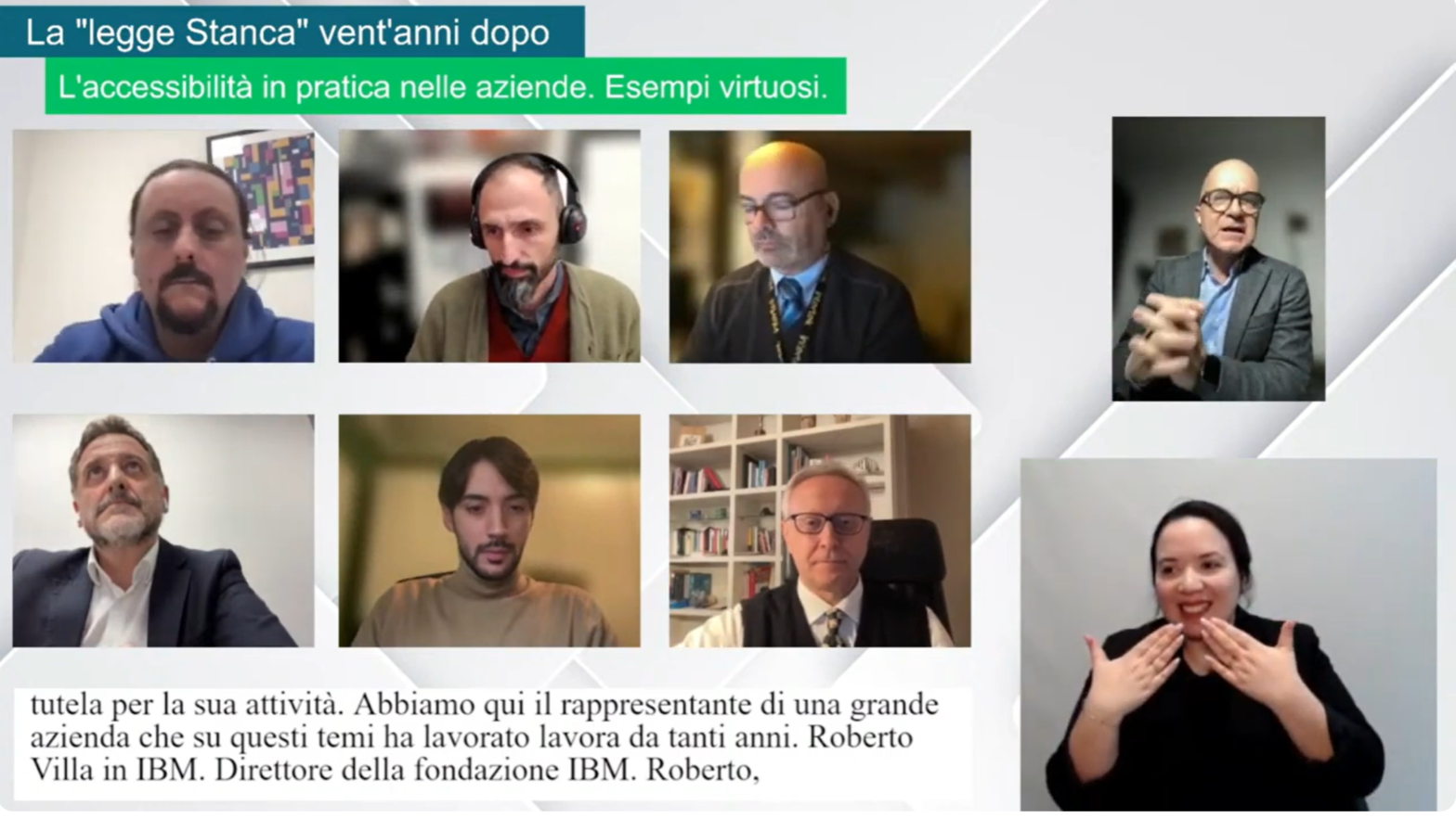 Screenshot dei partecipanti alla call sul tema: La legge Stanca vent'anni dopo